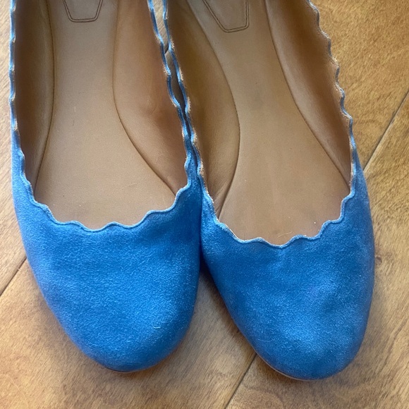 Chloe Lauren Blue Suede Scalloped Flats sz 9.5 - Picture 3 of 7